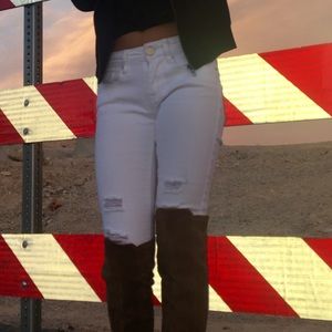 White ripped jeans